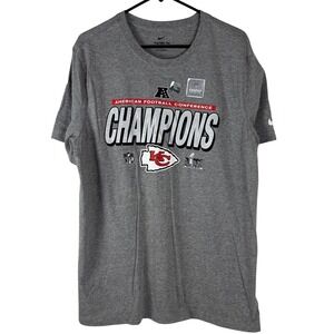 Nike T-Shirt Mens Large Gray AFC Champions Kansas City Chiefs Super Bowl Tee NWT